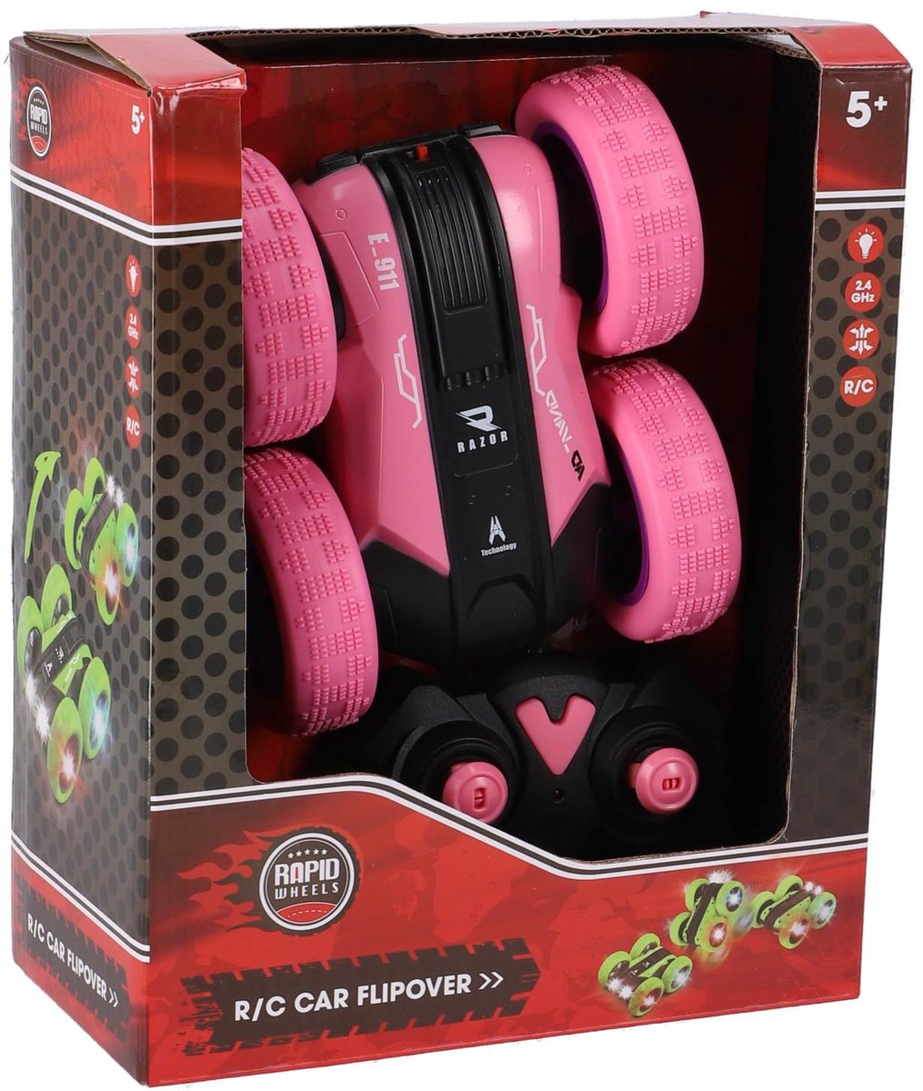 Rapid Wheels rc flipover auto roze + licht