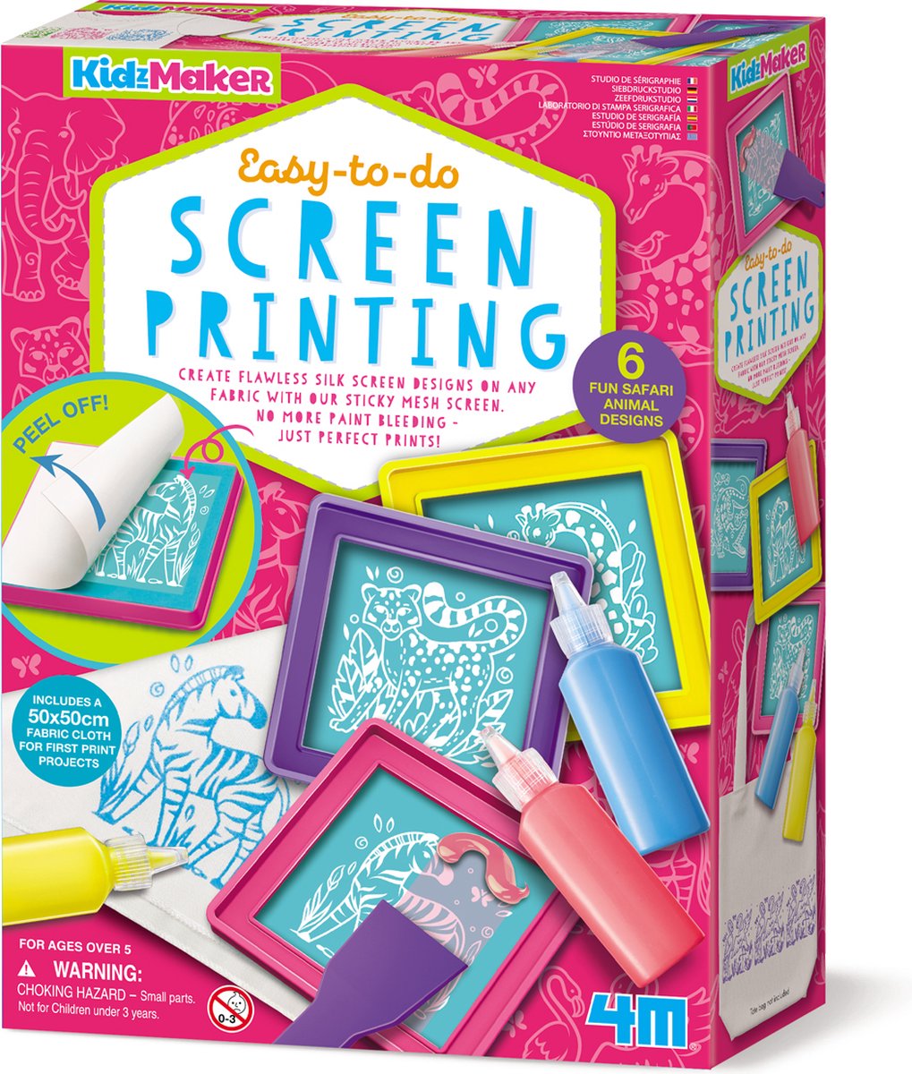 4M knutselen - zeefdruk voor kinderen - creatief speelgoed - hobbypakket - kidzmaker art kit - 5+