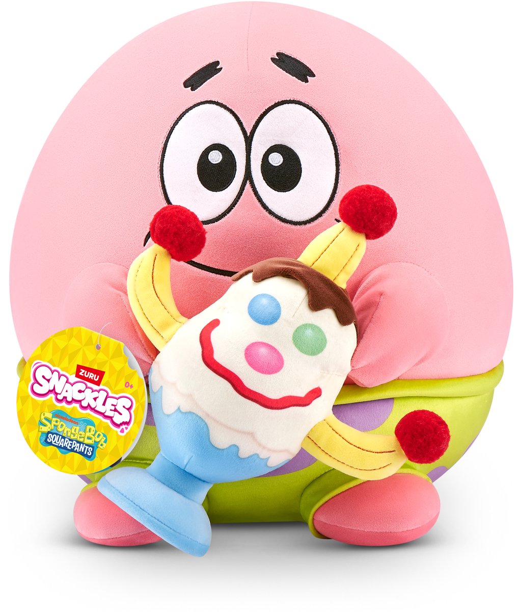 SNACKLES gelicentieerd personage spongebob squarepants knuffel van 35 cm (patrick star) van zuru