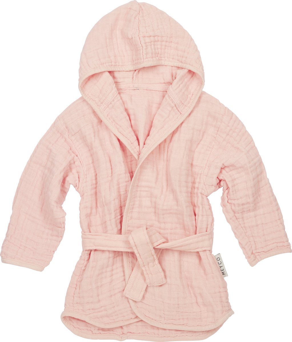 Meyco baby uni badjas - pre-washed hydrofiel - soft pink - 74 80