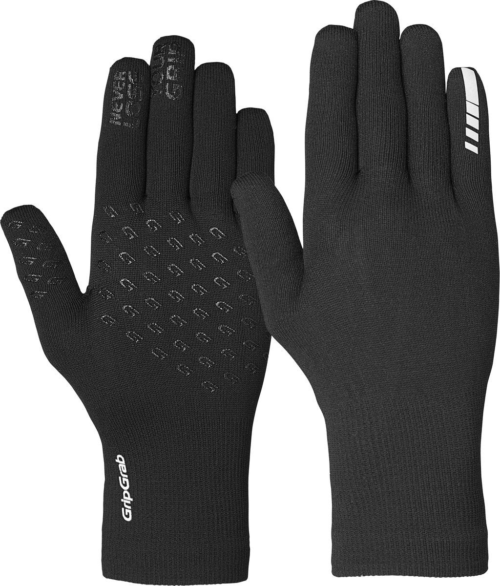 GripGrab - waterproof knitted thermo fietshandschoenen waterdichte gebreide regen fiets handschoenen - zwart - unisex - maat xs s