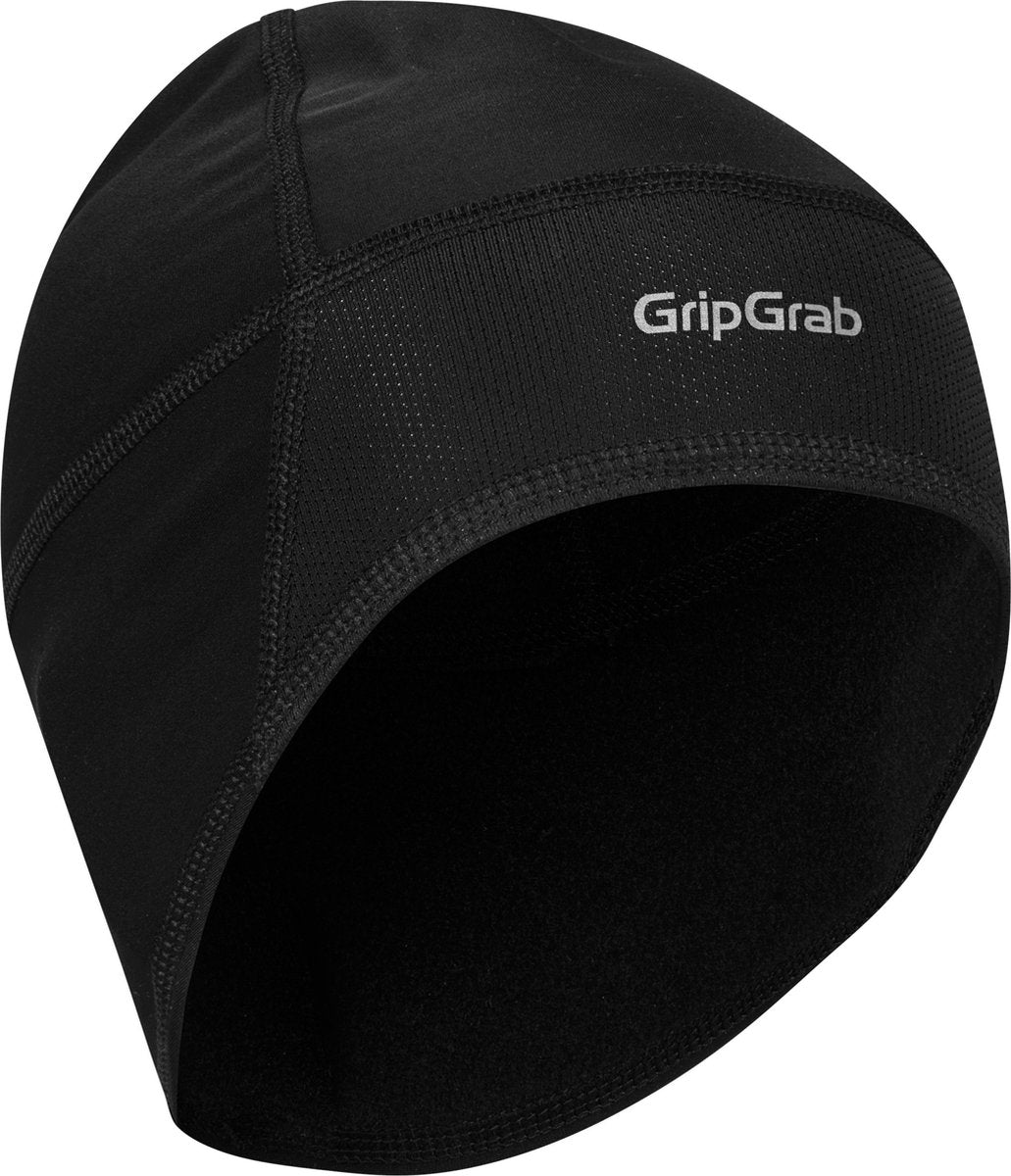 GripGrab - thermo windproof winter fiets helmmuts wielersport skull cap met winddichte voorzijde - zwart - unisex - maat m