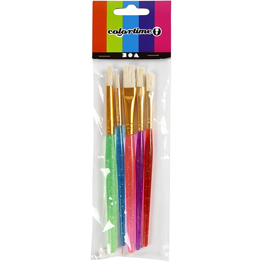 Creotime Https: www.cchobby.nl kwasten-voor-kinderen-afm-8-12-18-l-14-16-cm-b-5-10-mm-plat-rond-diverse-kleuren-5-stuk-1-doos