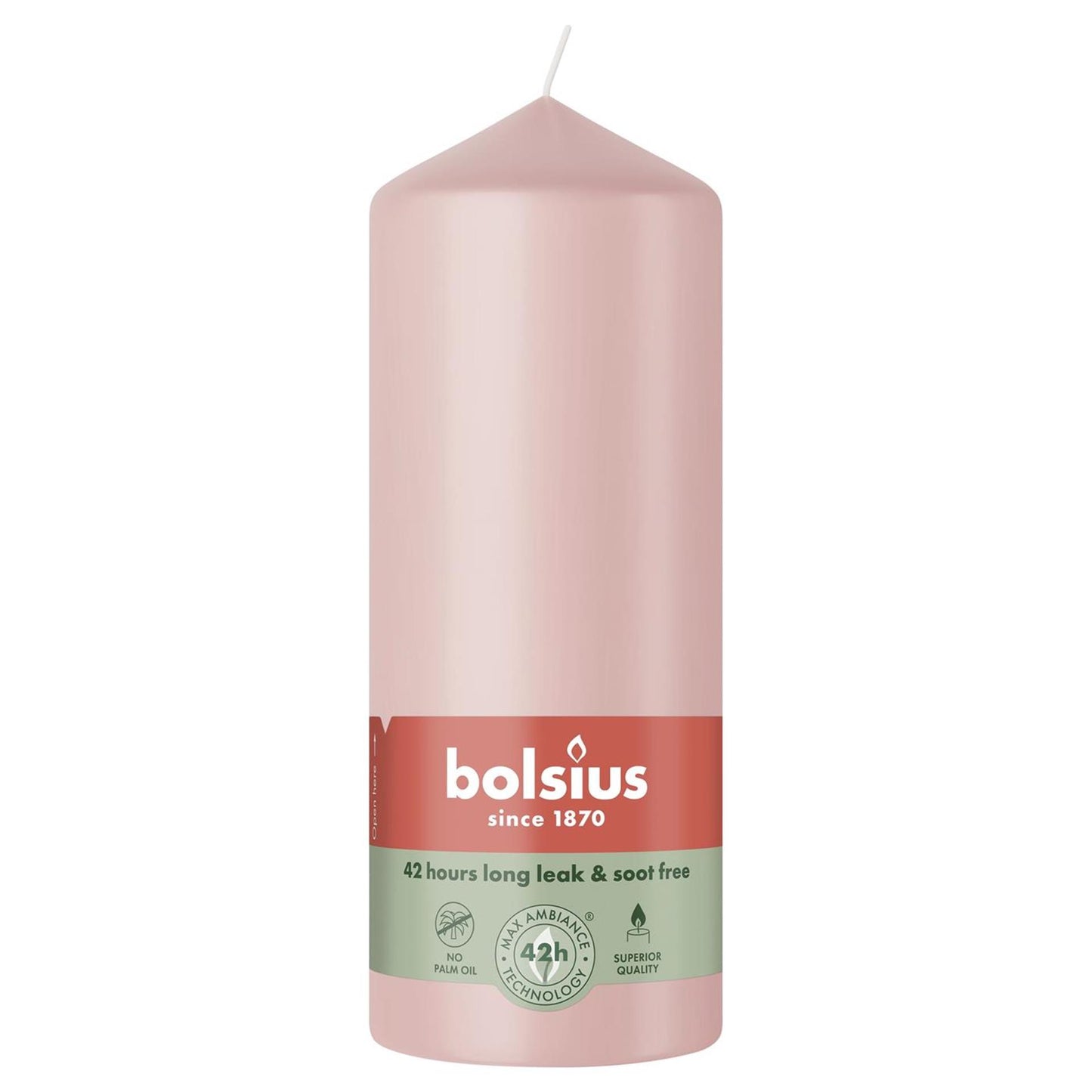 Bolsius stompkaars 150 58 nevelig roze