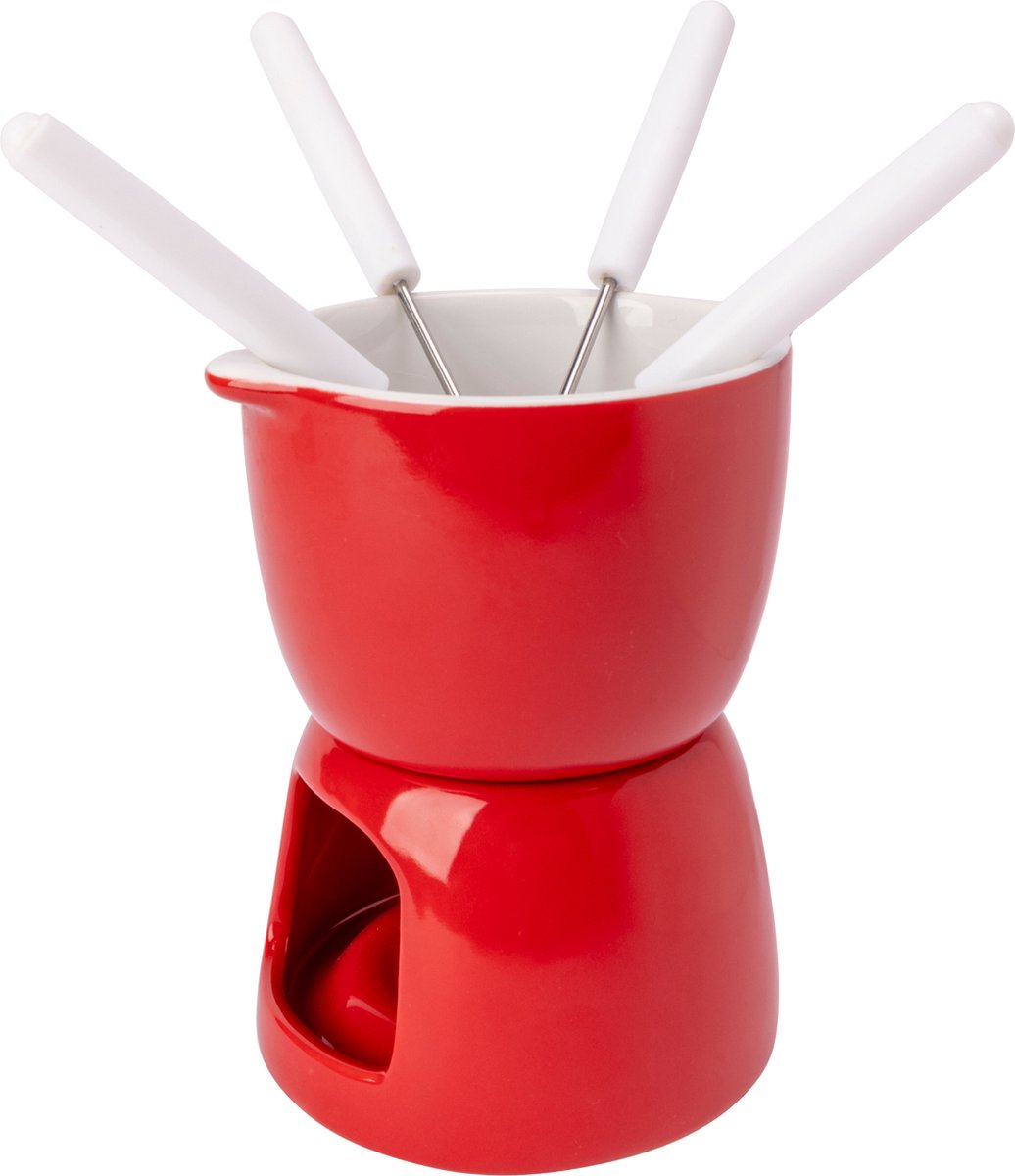 Cosy Trendy chocolade fondue - porselein - ø 11,5cm - rood