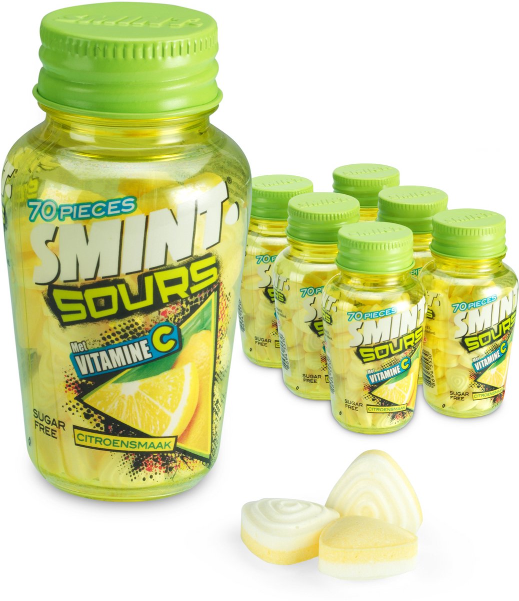 Smint sour lemon - frismakers - citroen - vitamine c - suikervrij - 1x6stuks