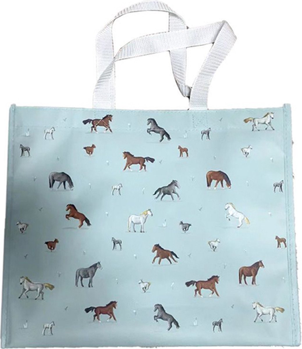 Puckator Boodschappentas wilgen boerderij paarden duurzame shopper tas - 40x17x33cm