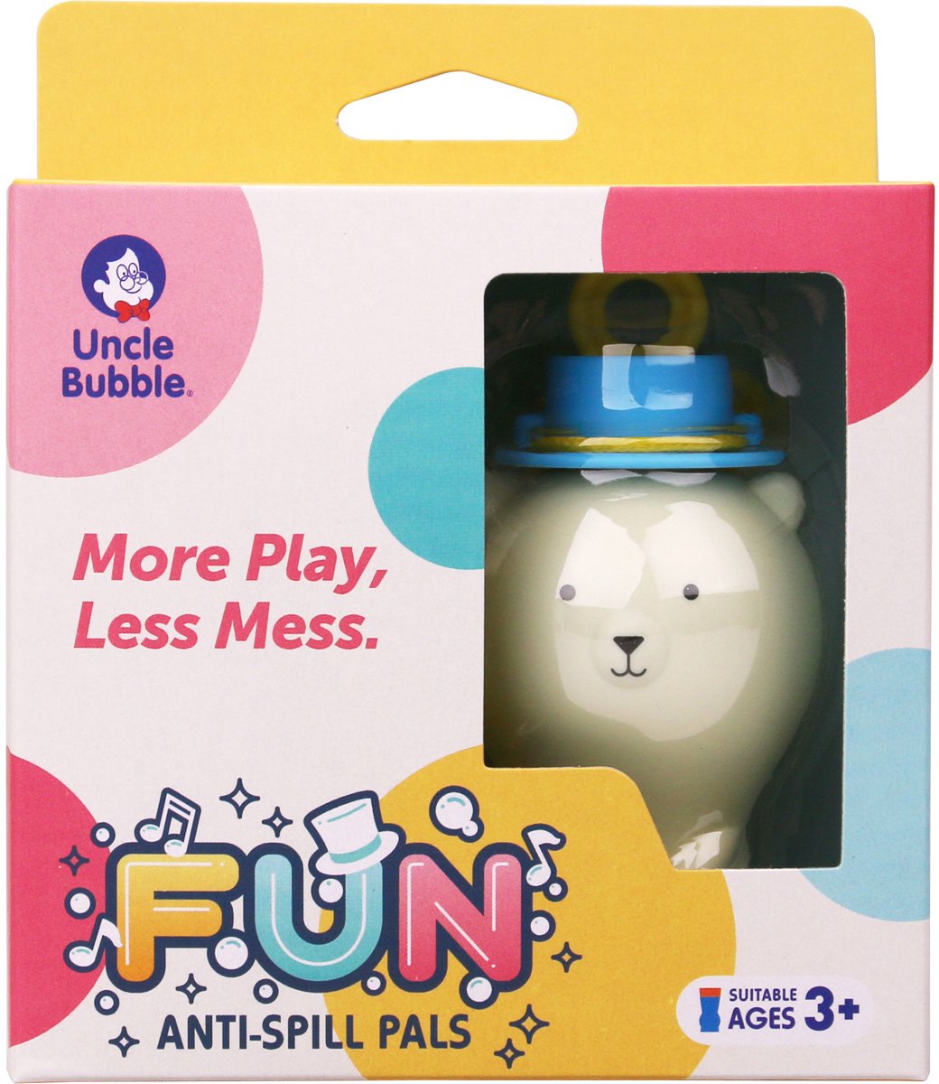Uncle Bubble - bellenblaas - fun anti-spill pals – witte beer