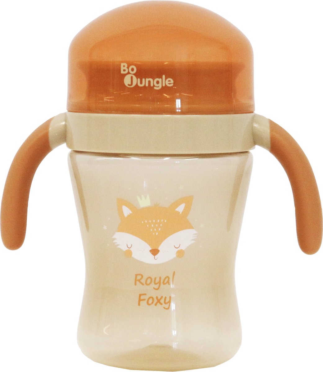 Bo Jungle - drinkbeker kinderservies - antilekbeker 360° - 240 ml - met handgrepen en deksel - royal foxy 360° drinking cup
