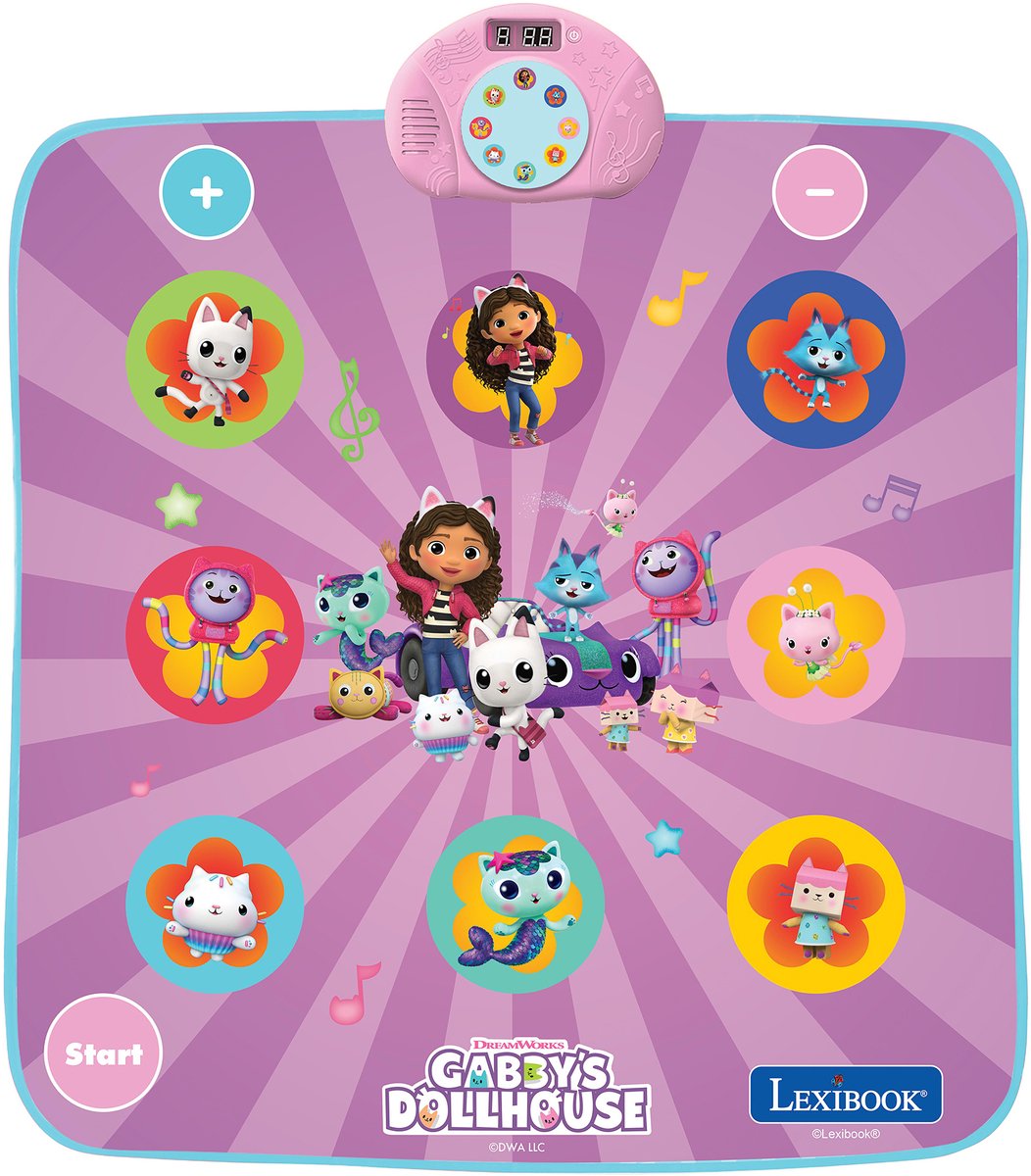 Lexibook Elektronische, bluetooth en lichtgevende dansmat gabby's dollhouse met 6 spelmodi