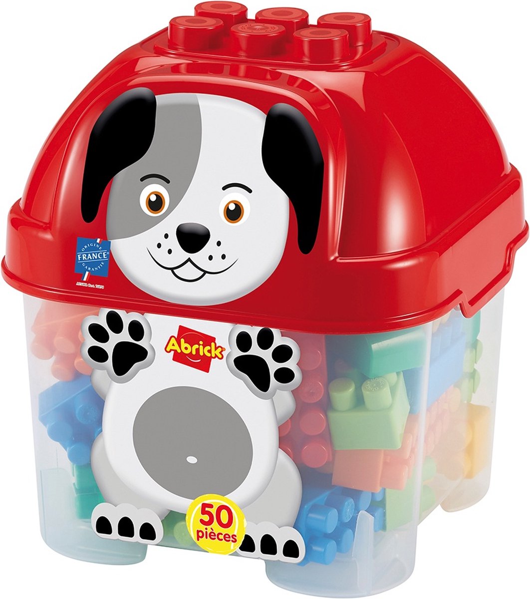 Ecoffier Ecoiffier abrick bouwblokken hond in opbergbox - 50dlg.
