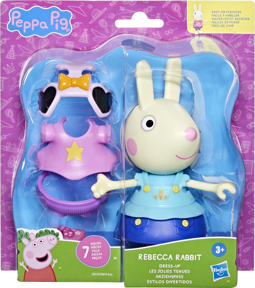 Hasbro Peppa pig-speelgoed kelly konijn-aankleedfiguur van 15 cm, met 6 modeaccessoires, peuterspeelgoed, 3+