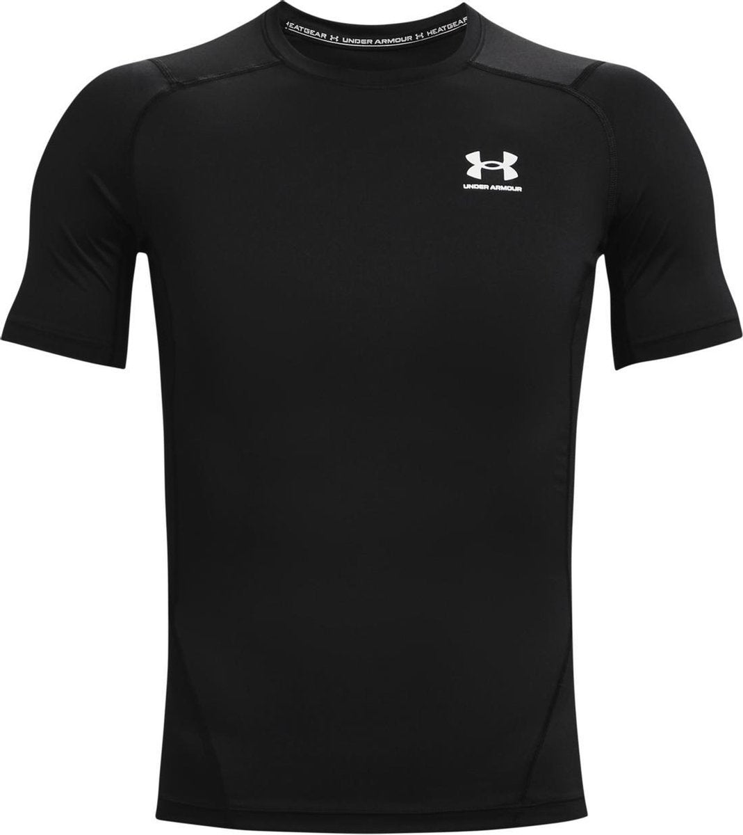 Under Armour ua hg armour comp ss-blk heren sportshirt - zwart - wit