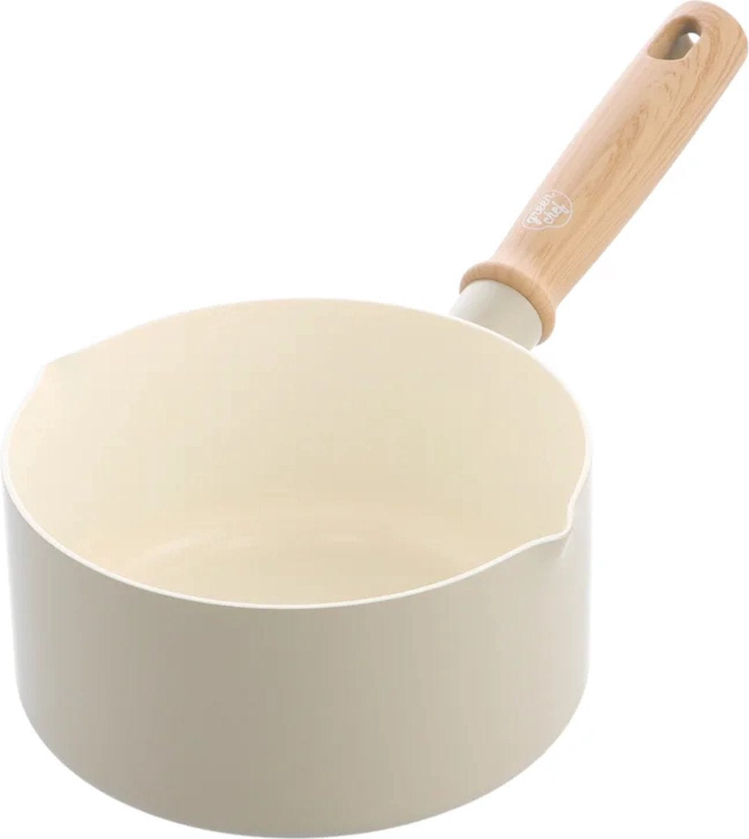 GreenChef nordics keramische inductie steelpan zonder deksel 16cm - 1.5l - pfas-vrij- pfas-vrij - inductie pan - vaatwasserbestendig - ovenbestendig tot 160°c - keramische anti-aanbaklaag - crème