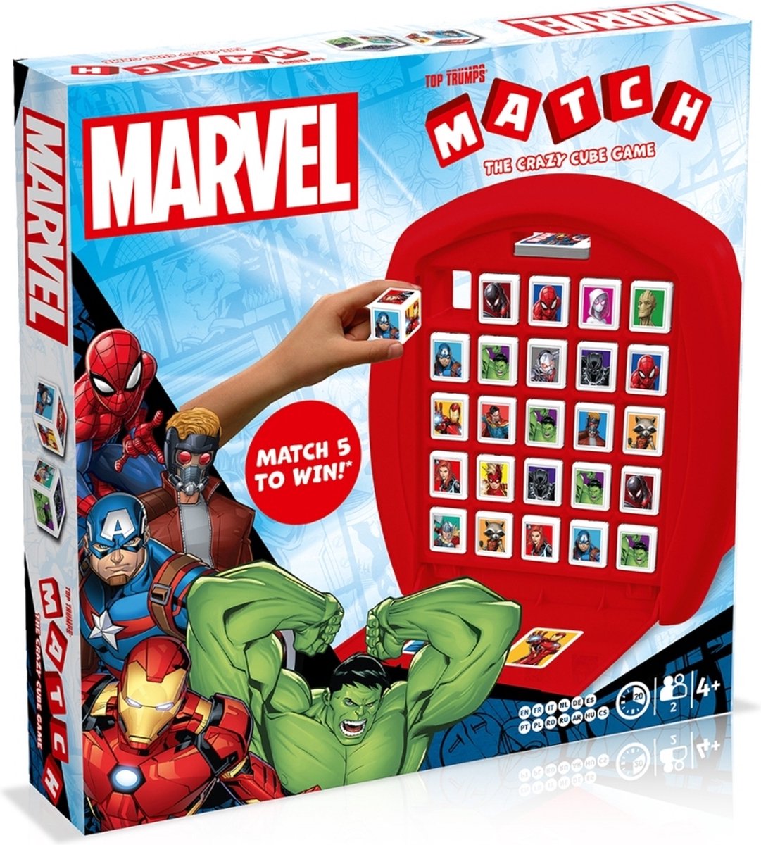Winning Moves Match 5-op-rij - marvel-wedstrijd - bordspel - behendigheid spel