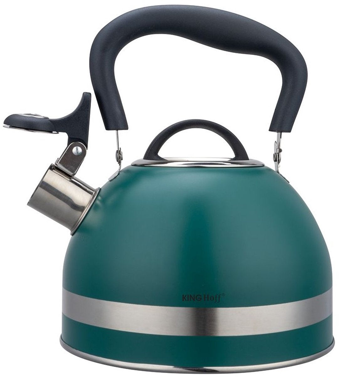 KINGHOFF 1855 - fluitketel met fluit - 1.8 liter - rvs - groen