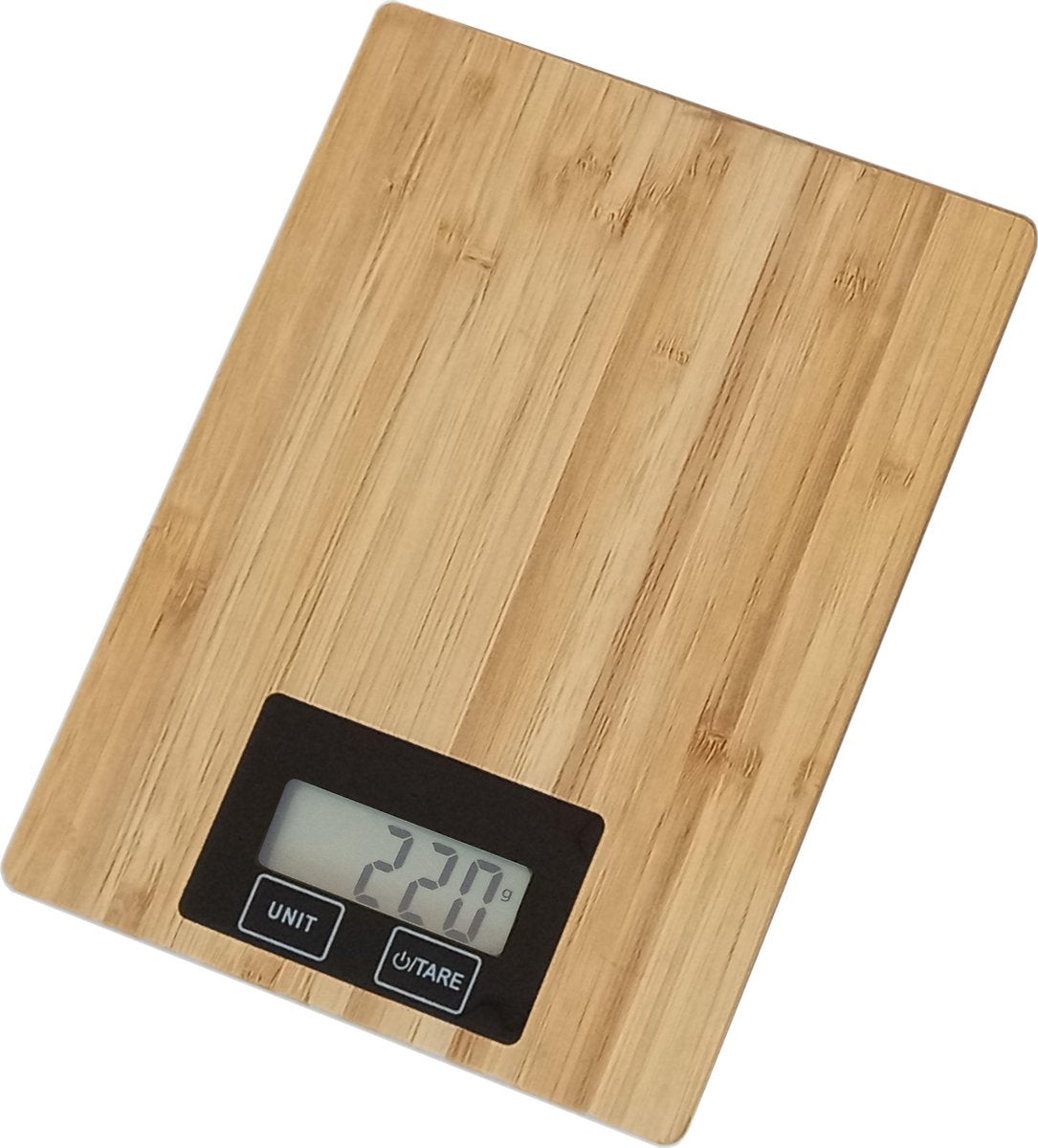 Platinet Omega Omega digitale weegschaal keuken - incl. batterijen- tot 5 kg - precisie keukenweegschaal - lcd display - bamboe