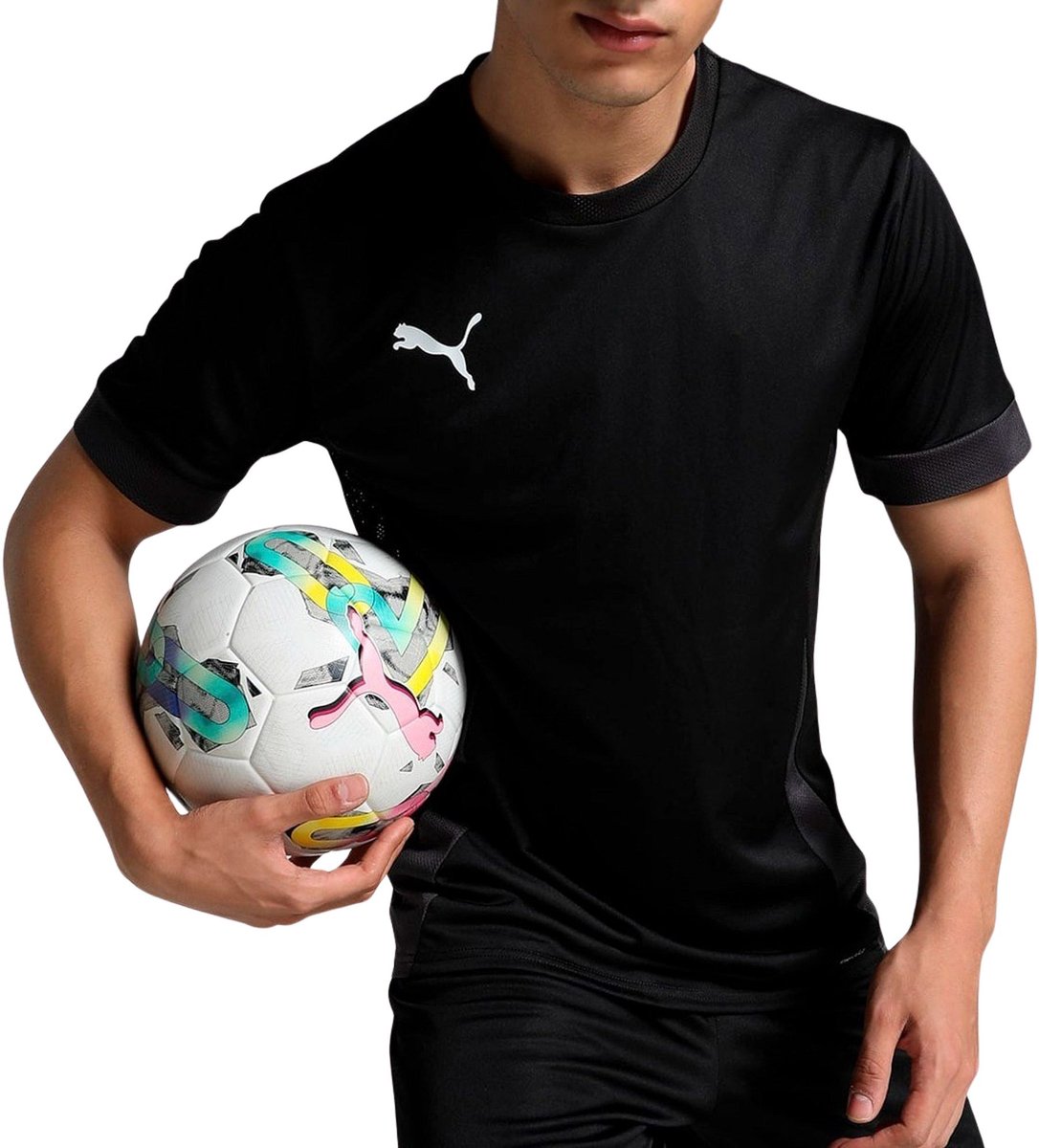 PUMA teamgoal matchday jersey heren sportshirt - black- white-flat dark gray