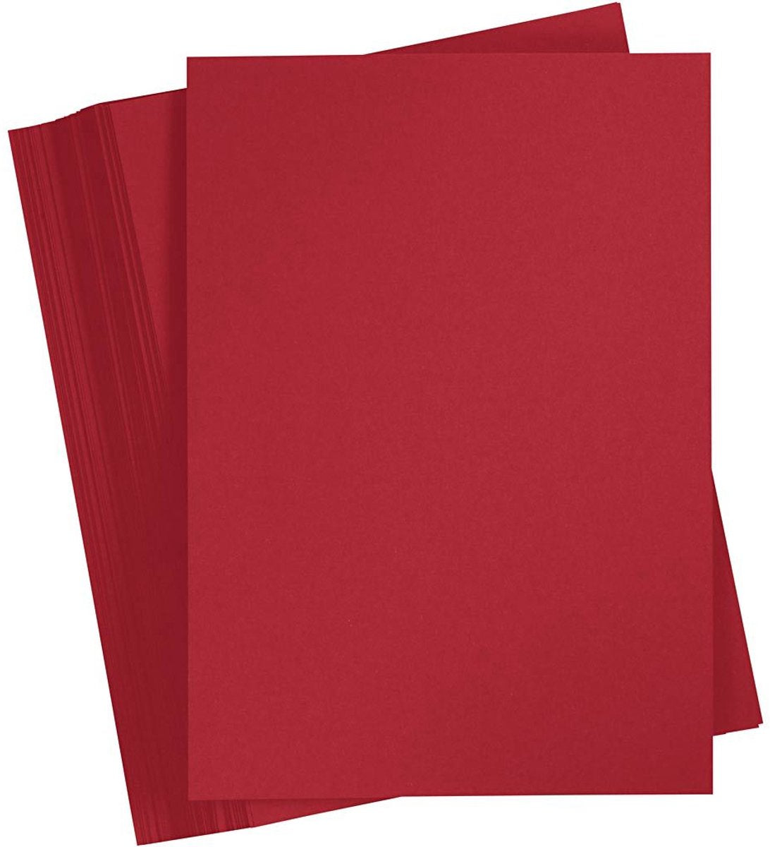 Creativ Company Rood karton 180 grams - rood a4 karton - hobbykarton - stevig papier - rood a4 papier 180 grams - knutselpapier knutselkarton - kerstrood - 21x29,7 cm - a4 - 100 vellen