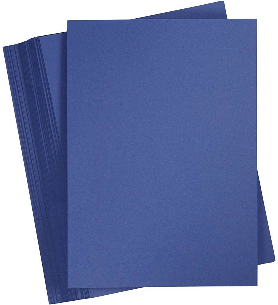 Creativ Company Blauw karton 180 grams - middernachtblauw a4 karton - hobbykarton - stevig papier - a4 papier 180 grams - knutselpapier knutselkarton - 21x29,7 cm - 100 vellen