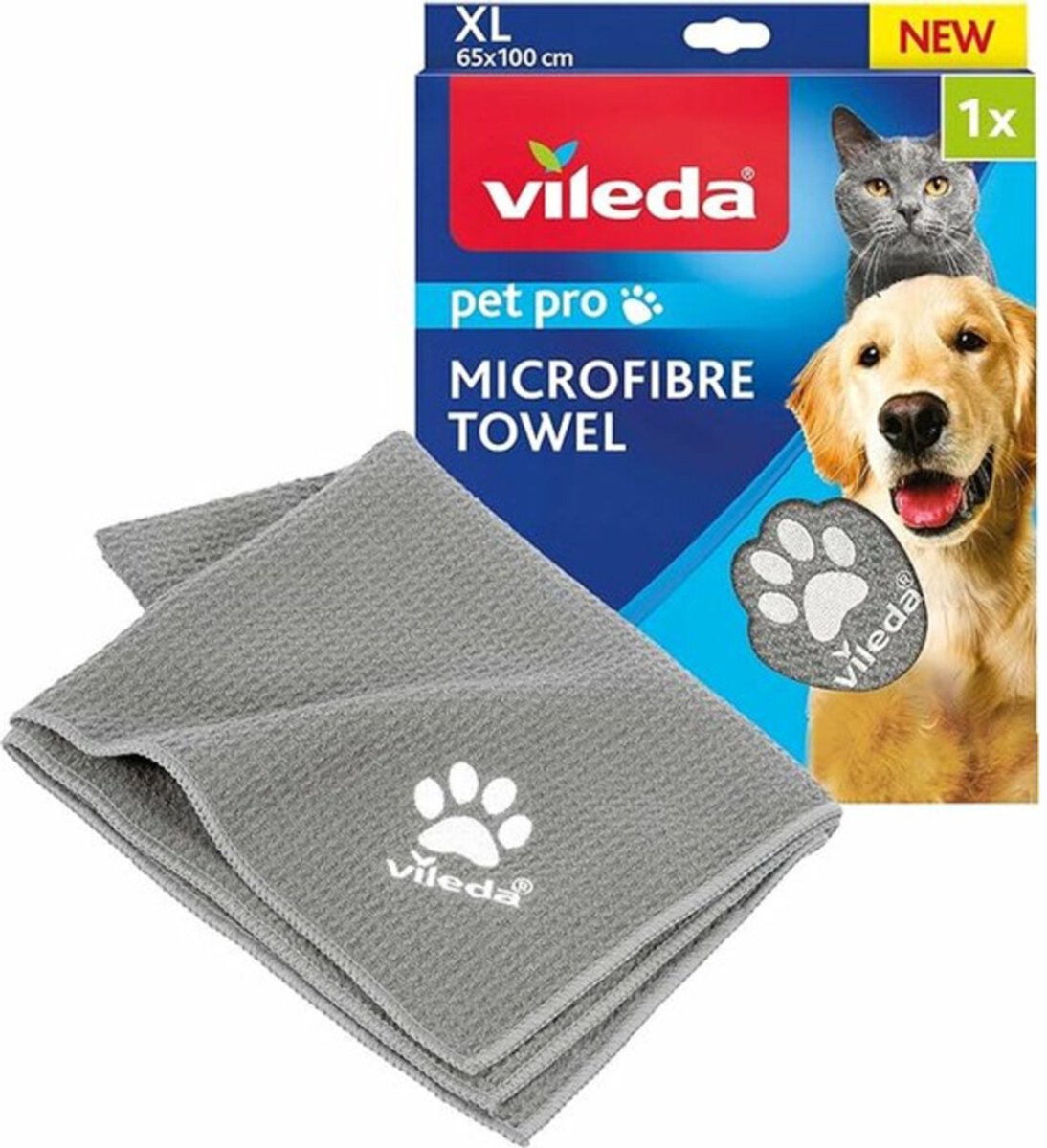 Vileda petpro microvezelhanddoek xl - absorberend en sneldrogend - honingraatstructuur - maat xl