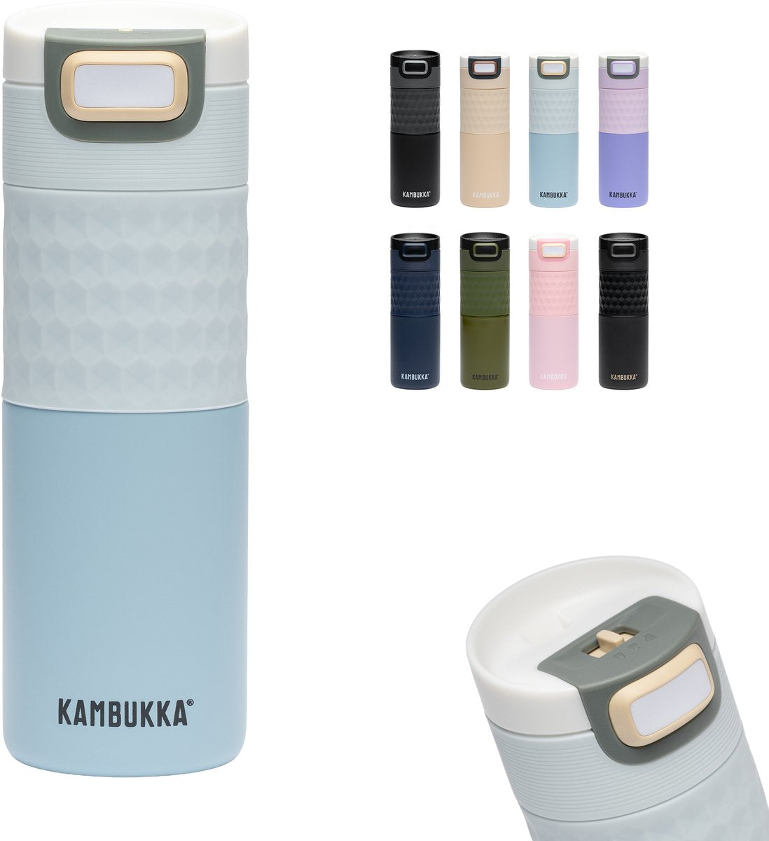 Kambukka etna grip thermosbeker 500 ml - makkelijk reinigen - lekvrije koffiebeker - breezy blue