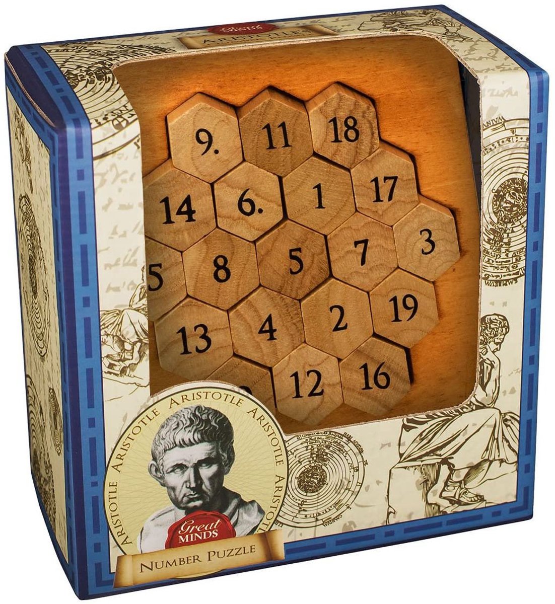 Professor Puzzle houten breinbreker aristoteles nummerpuzzel educatief.