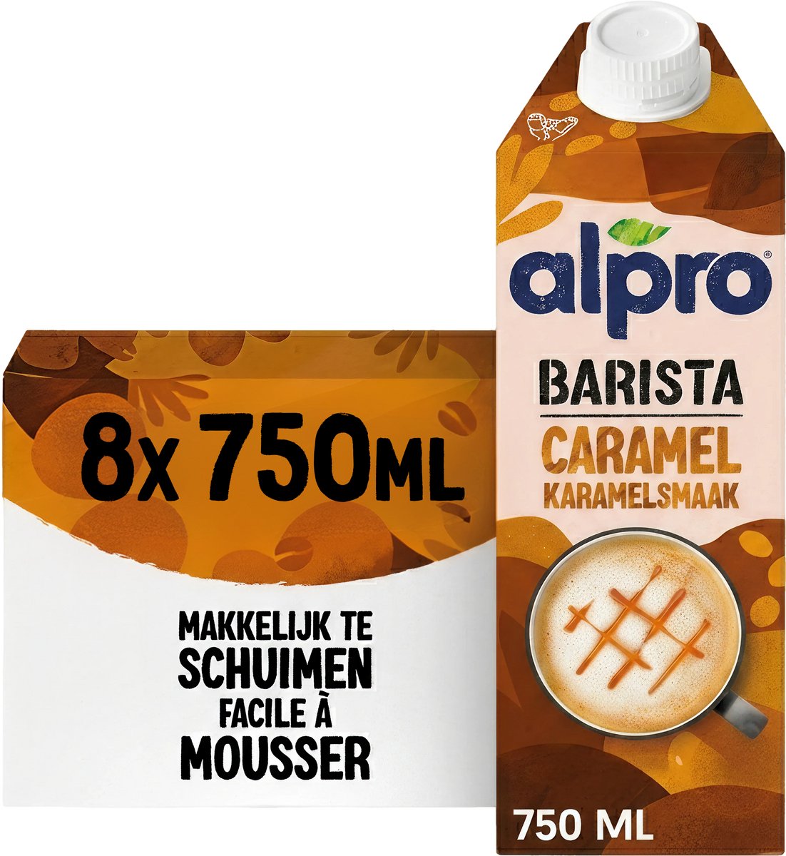 Alpro barista caramel - plantaardige melk - geschikt voor koffie - lactosevrij - 8 x 750 ml