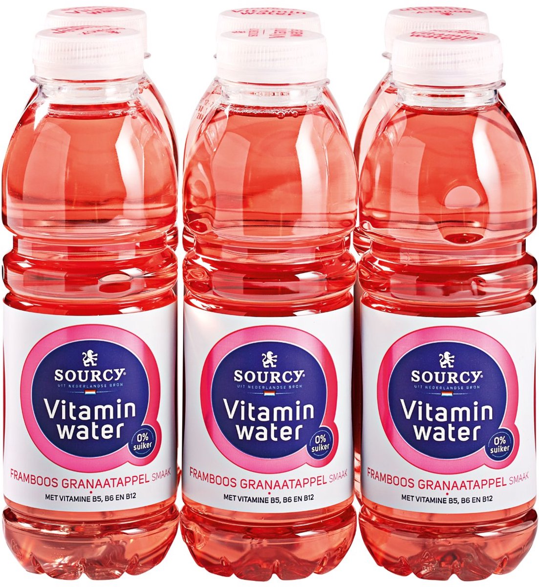 Sourcy - vitaminwater - framboos granaatappel - 6 x 1 liter - voordeelverpakking