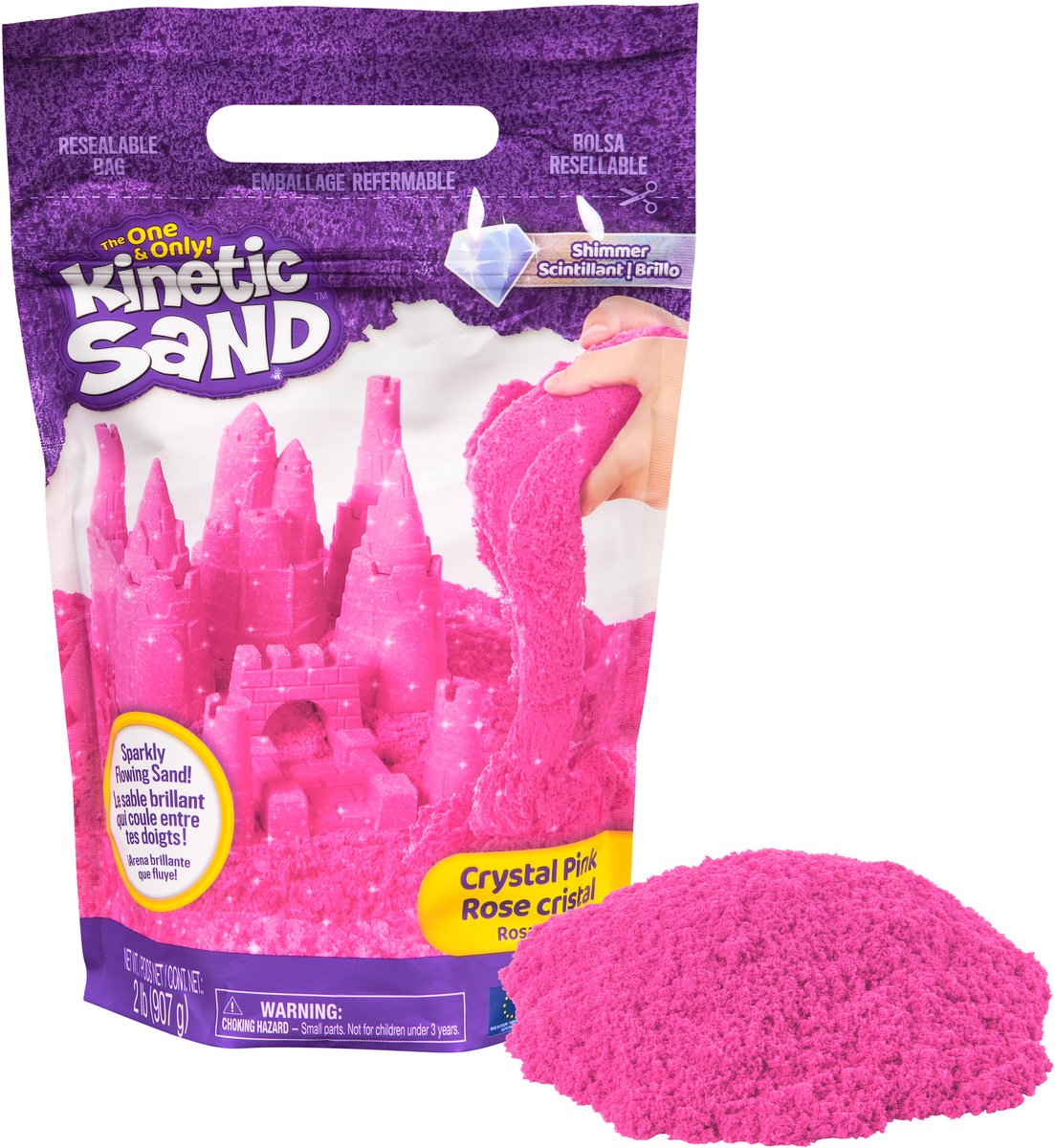 Kinetic Sand - kristalroze natuurlijk glinsterend zand - 907 g origineel - sensorisch speelgoed