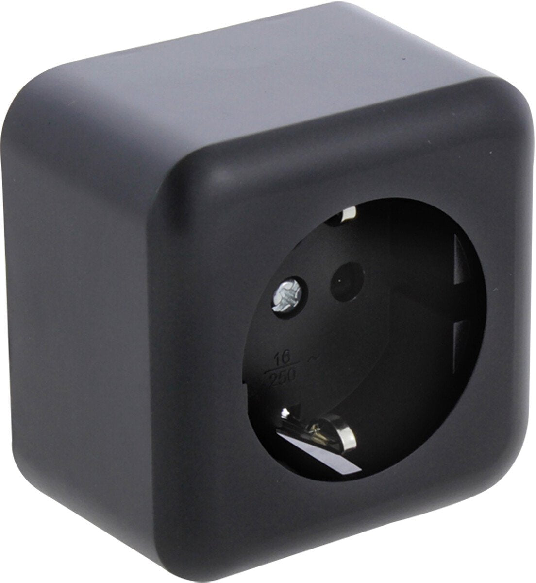 Q-Link stopcontact – wandcontactdoos met kinderbeveiliging – opbouw – met randaarde – zwart