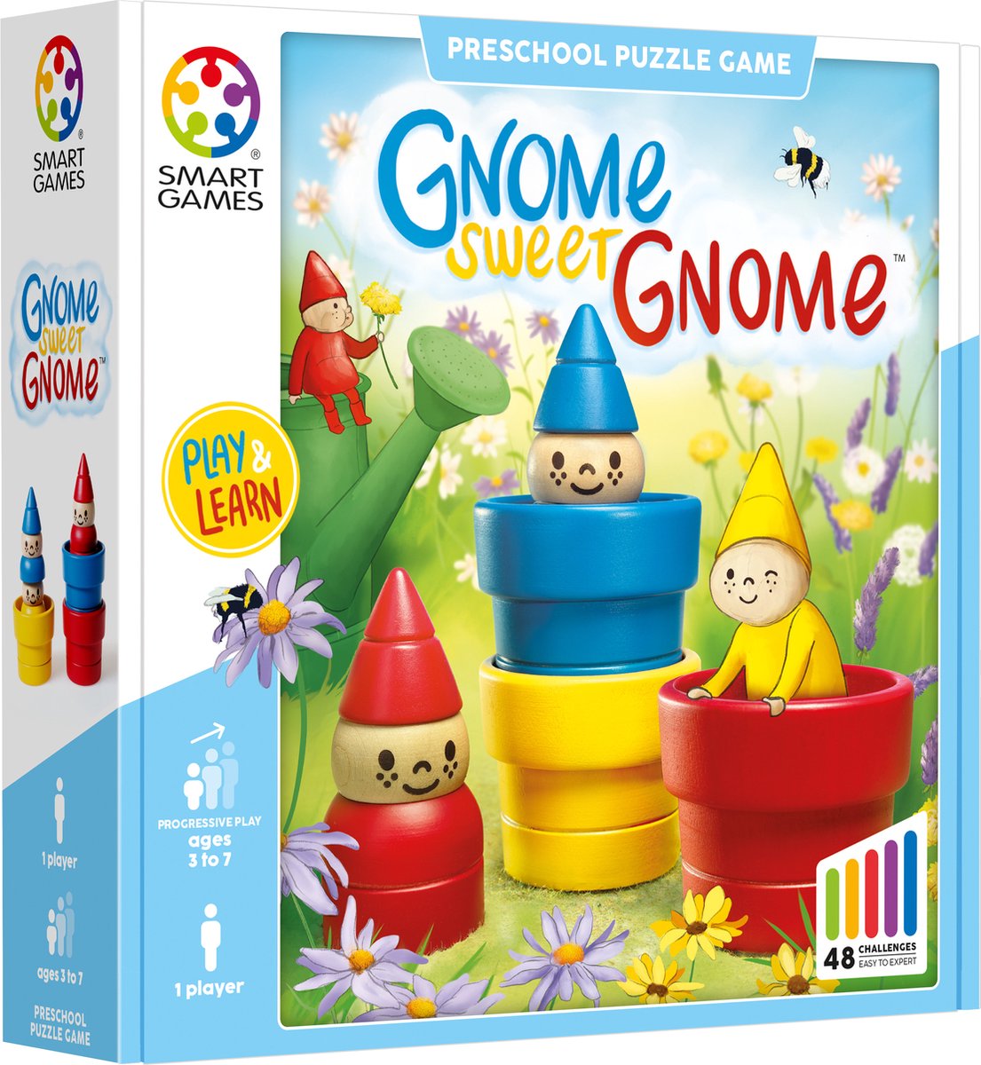 SmartGames gnome sweet gnome - houten logisch denkspel - 48 educatieve zoekuitdagingen - solospel voor peuters kleuters - vanaf 3 jaar