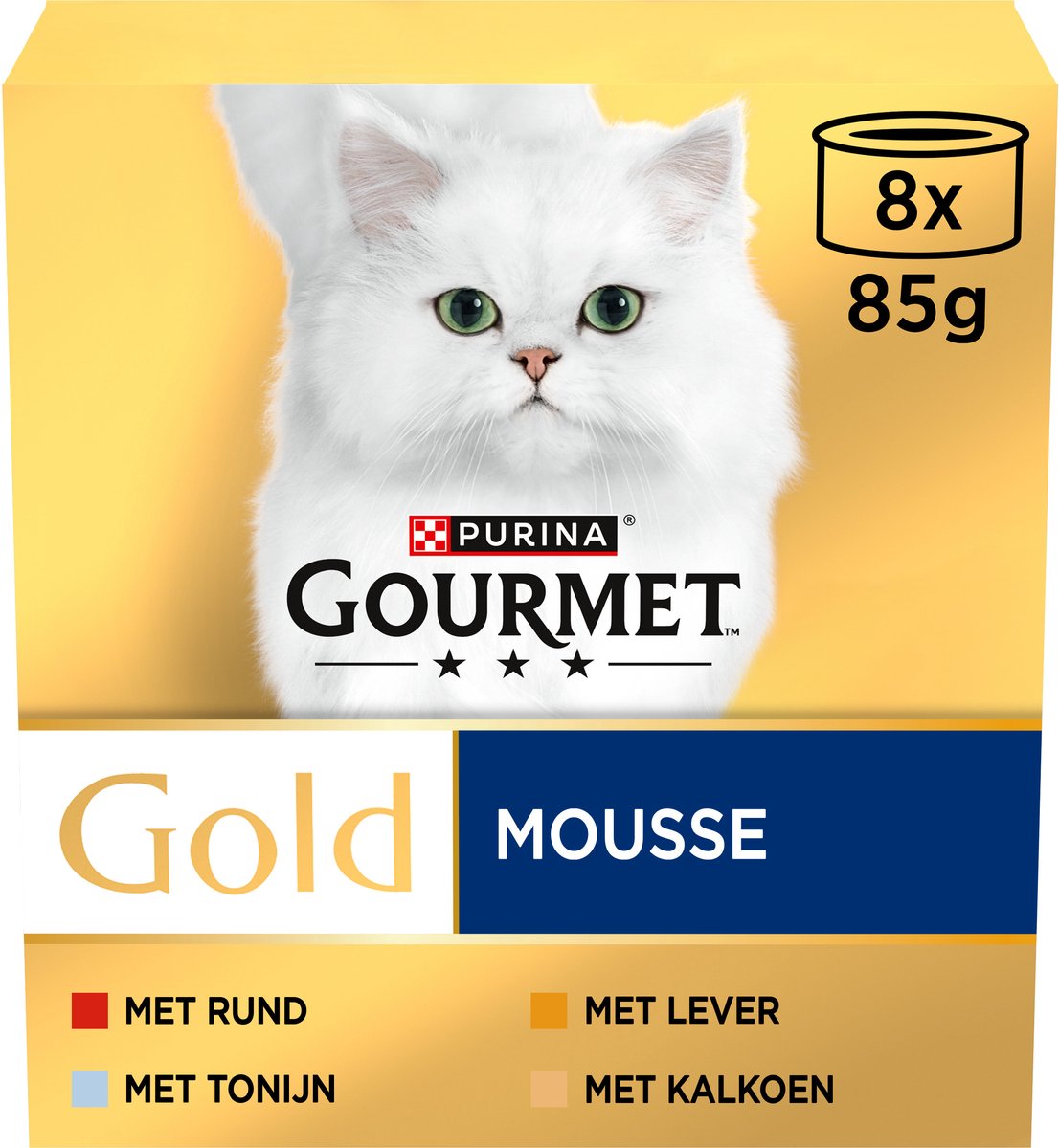 Gourmet gold mousse - kattenvoer natvoer - tonijn lever kalkoen rund - 48 x 85 g