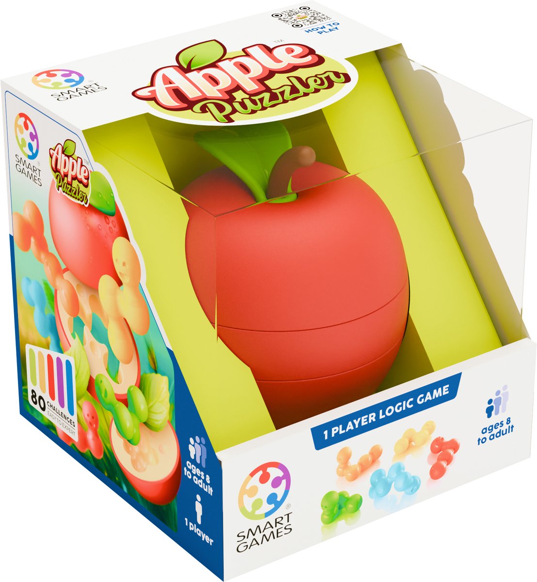 SmartGames apple puzzler - 3d logisch denkspel - 80 educatieve uitdagingen - ruimtelijke appel breinbreker - solospel - vanaf 8 jaar