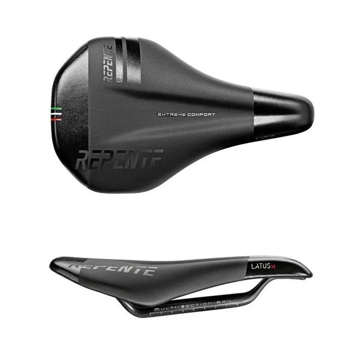 Repente Zadel Latus M Full Carbon Zwart Zilver Logo