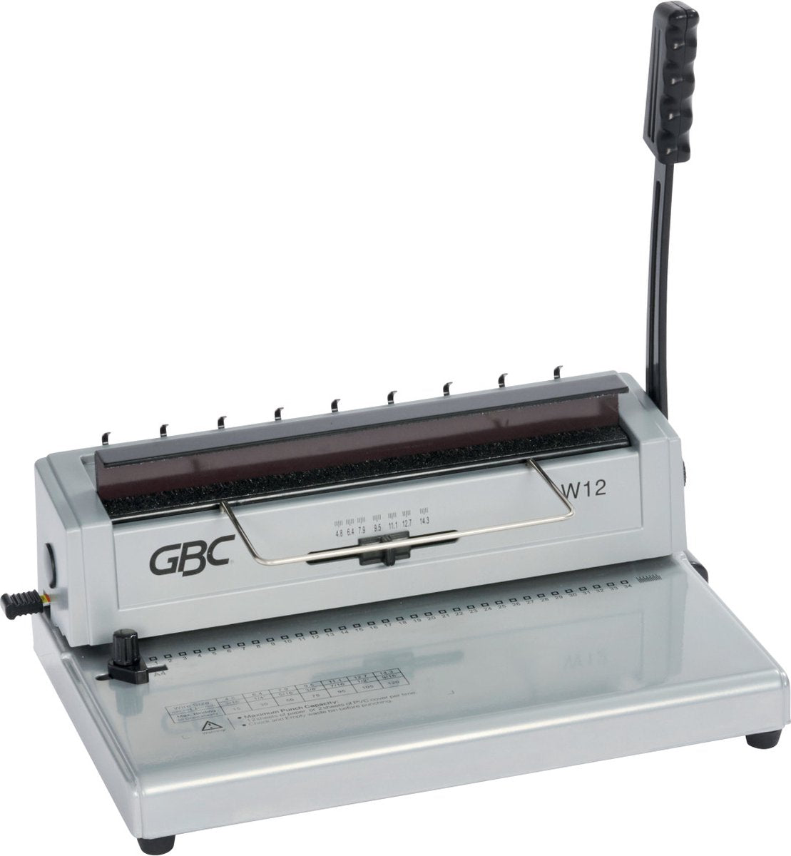 GBC w12 handmatige pons- en wirebindmachine - capaciteit 125 a4 vellen