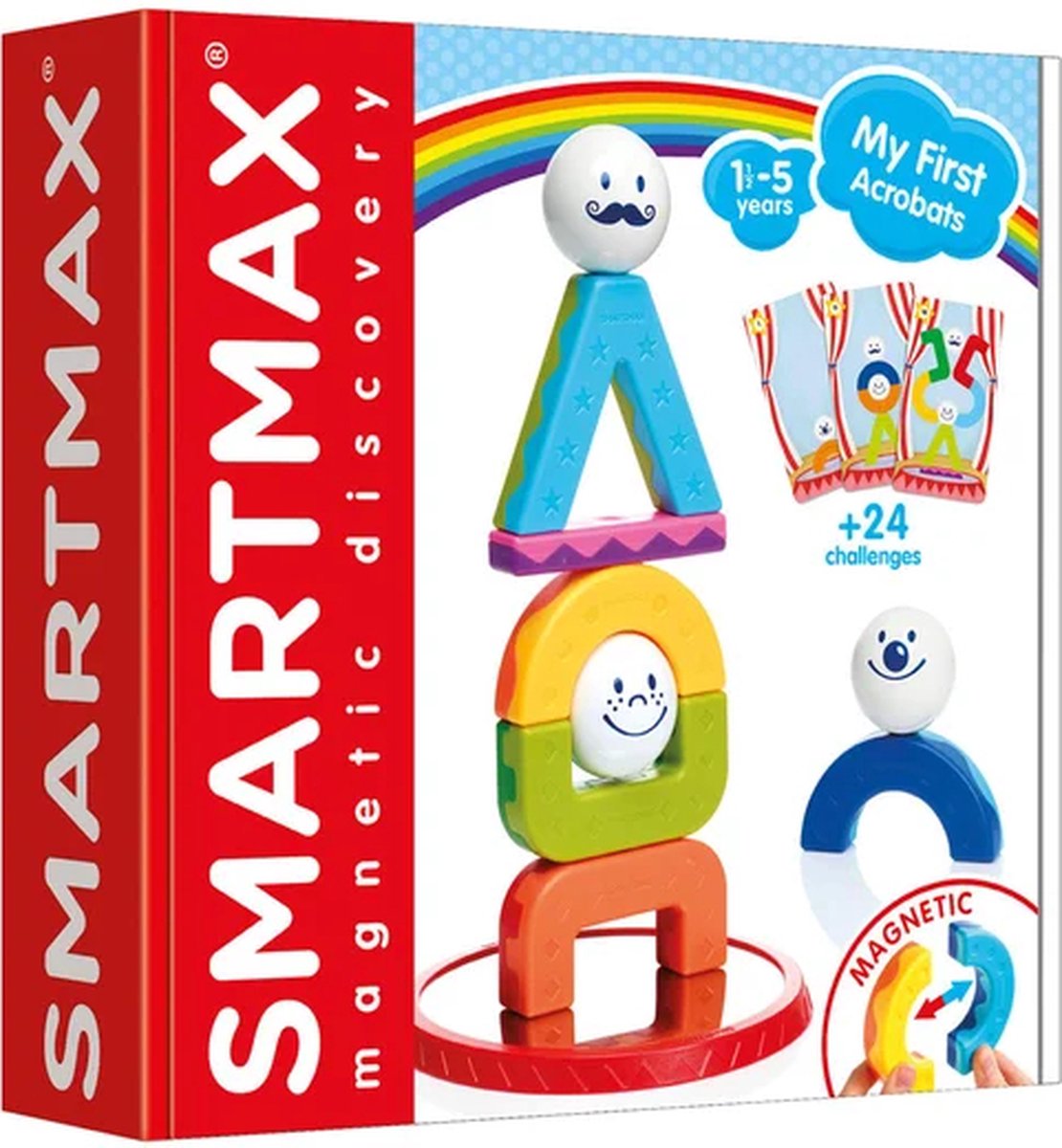 SmartMax my first acrobats - magnetisch sensorisch speelgoed - bouwset met opdrachtenkaarten - educatief speelgoed voor peuters - vanaf 1 jaar