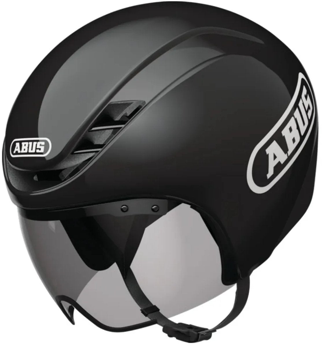 ABUS Fietshelm gamechanger tt 1.1 shiny black l - 57-61 cm - zwart - geschikt voor gebruik op tijdritfietsen - 390 g