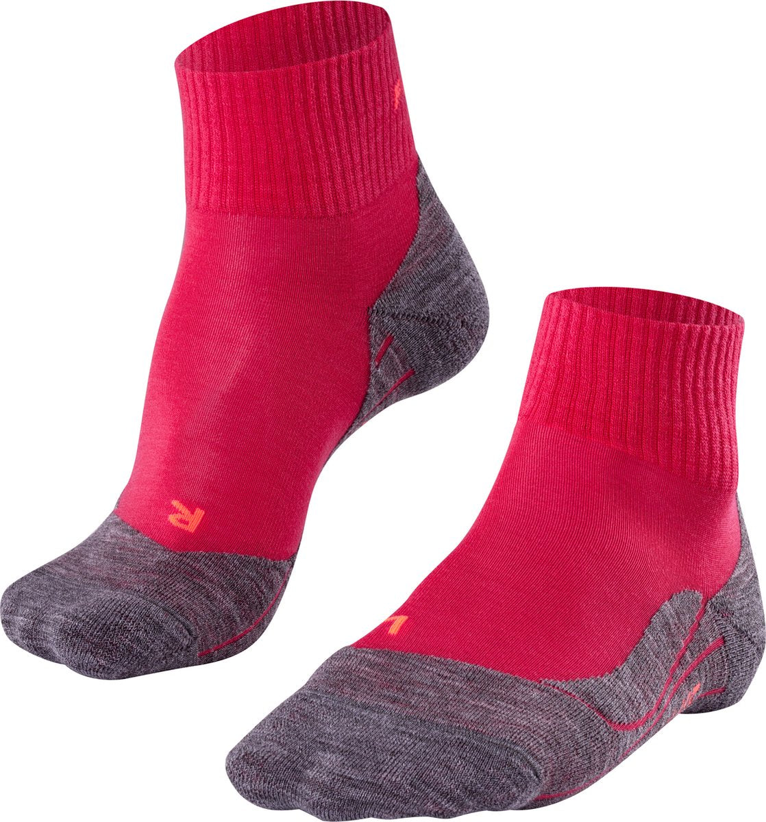 FALKE tk5 short anti-blaar dun wol functioneel materiaal wandelsokken dames rood - maat 41-42