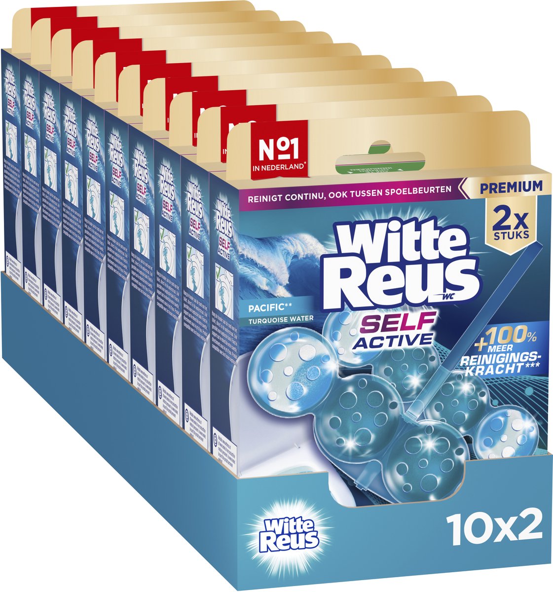 Witte Reus self active pacific toiletblok 100g - wc blokjes - voordeelverpakking - 2x10 stuks