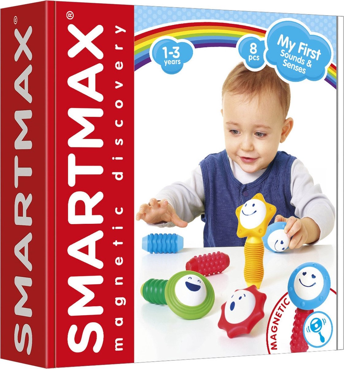 SmartMax my first sounds senses - magnetisch sensorisch speelgoed - 8-delige bouwset met geluid en structuur - educatief speelgoed voor peuters - vanaf 1 jaar