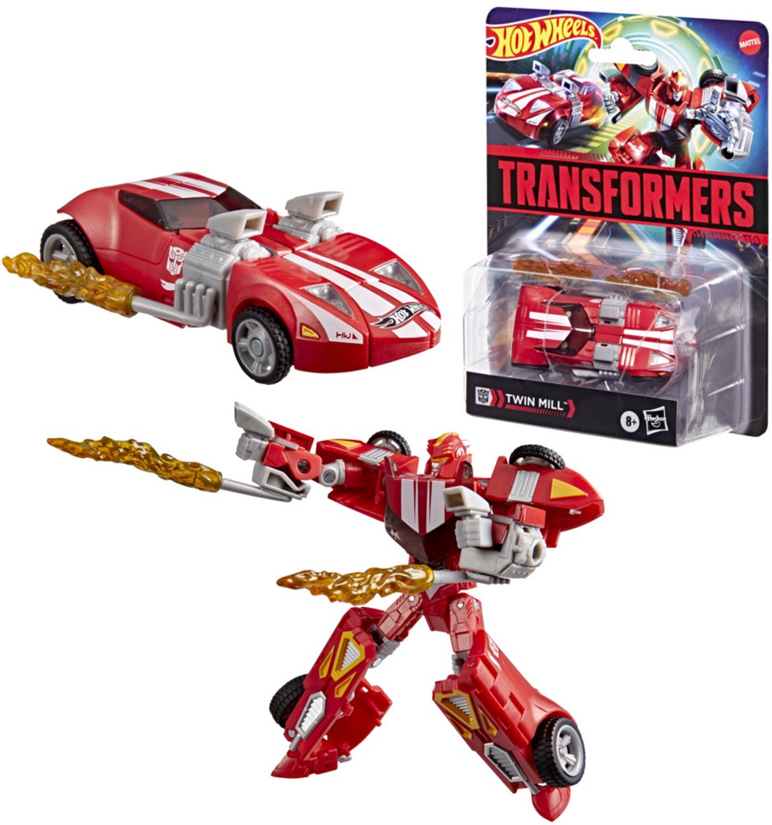 Transformers -speelgoed hot wheels(r) x red twin mill-actiefiguur van 12,5 cm, vanaf 8 jaar