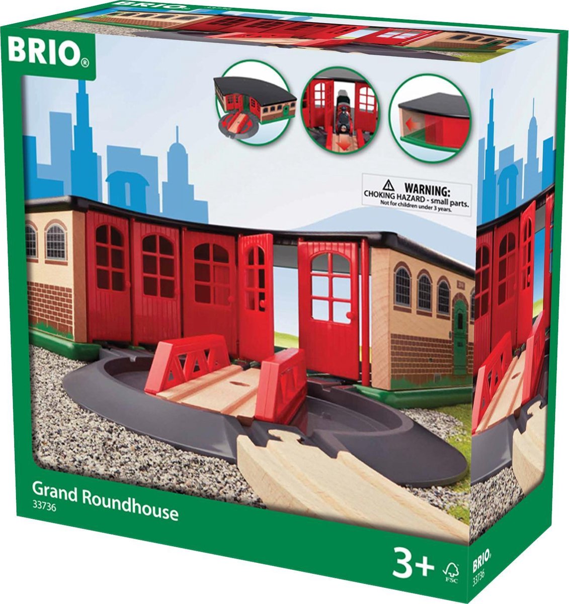BRIO treinremise - met draaischijf en 5 deuren - 33736