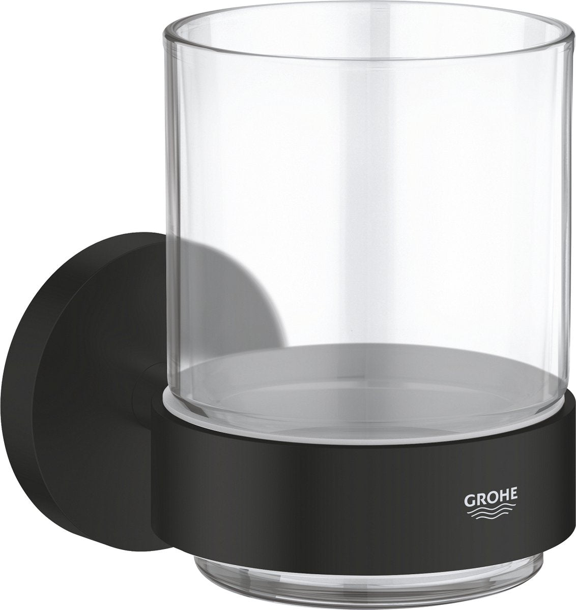 GROHE quickfix start glas met houder - glas metaal - matte black