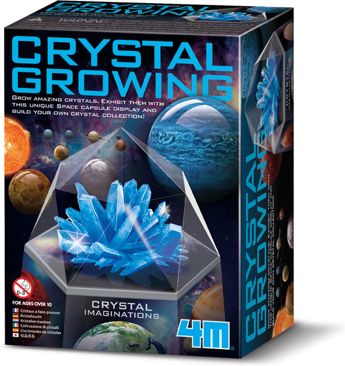 4M wetenschap en spel - groei kristallen - ruimte - crystal growing - blauw - 10+