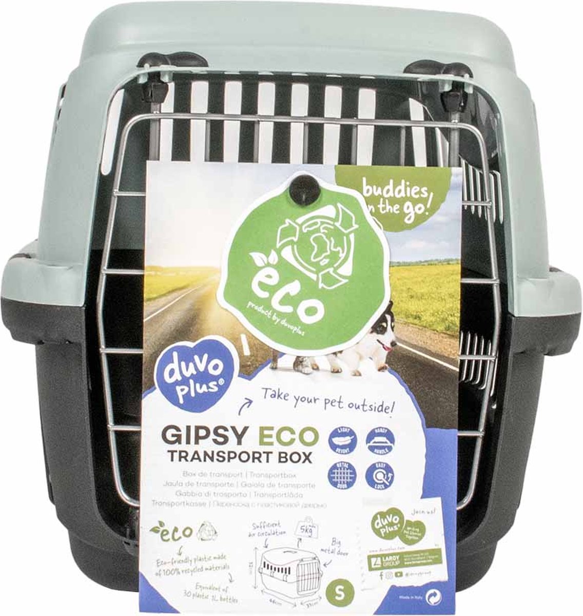 Duvo Plus gipsy eco transport box metalen deur s - 46x31x32cm - max. 5kg ice