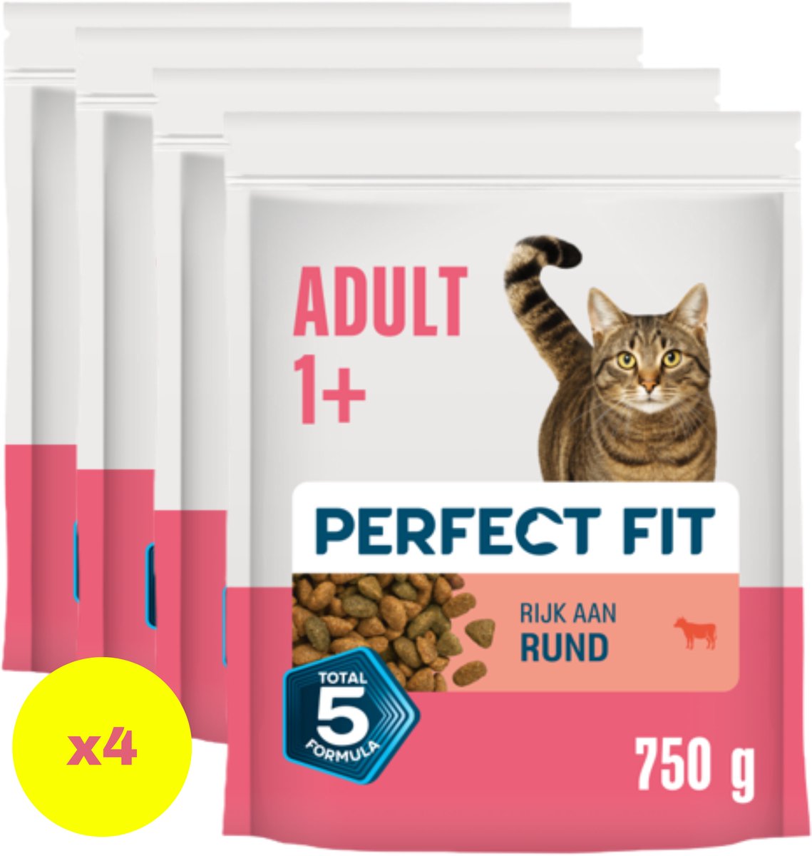 Perfect Fit kattenbrokken - active adult - rund - 4x750g