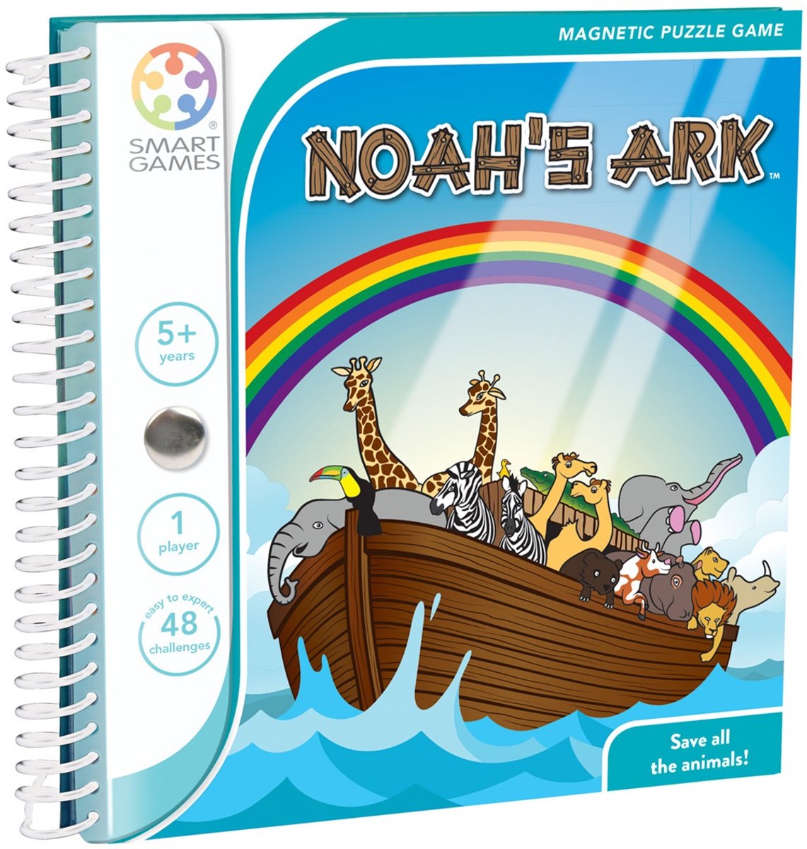 SmartGames noah's ark - magnetisch logisch denkspel - 48 educatieve dierenuitdagingen - compact reisspel solospel - vanaf 5 jaar