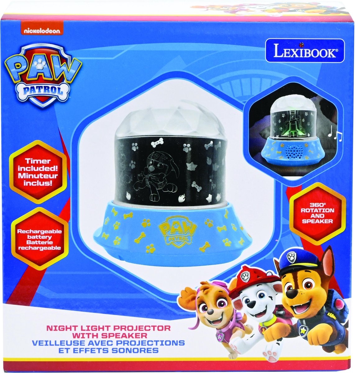 Lexibook Paw patrol nachtlampje projector met luidspreker