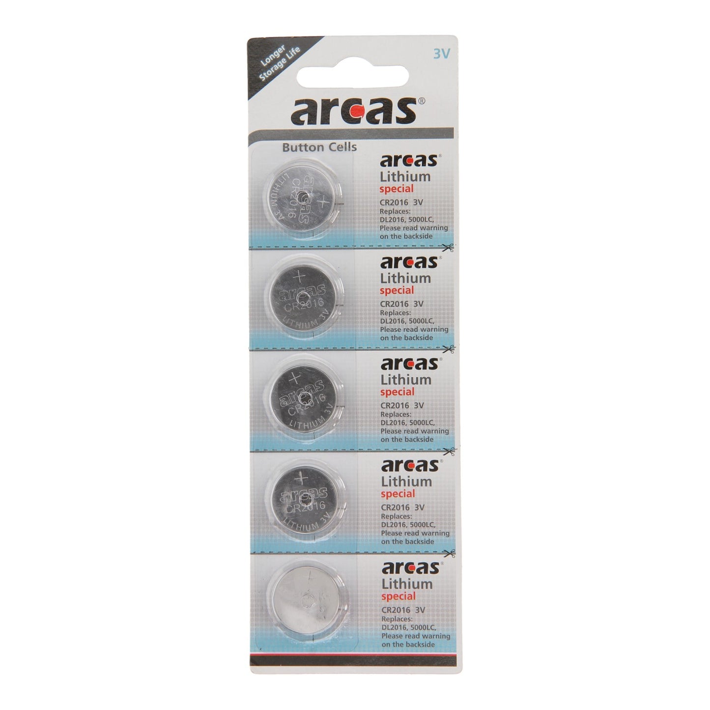 Battery Sales Europe Arcas batterij lithium cr2016 3v, 5st.